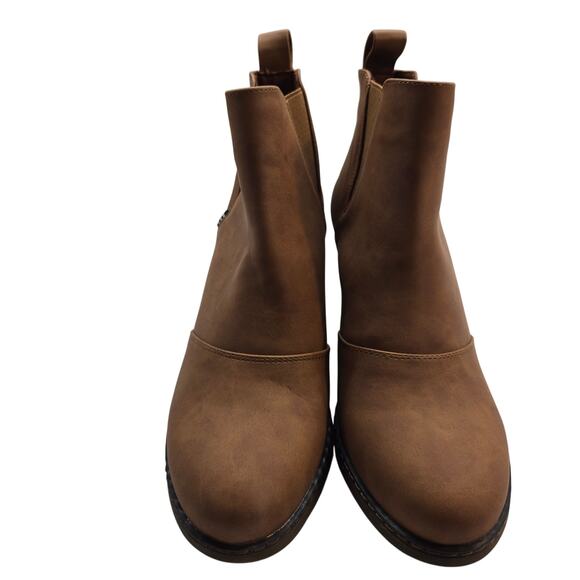 Vebose Women's Boots 7 Brown Slip On Shoe 2 inch Heel Booties - Picture 2 of 9